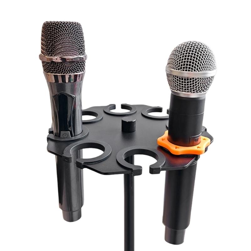 Durability On-Stage Multi Mic Holder Microphone Tray with AntiSlip Plastic Pad for Up To 8Mics Secure &Neat Storage