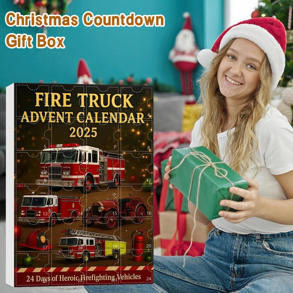 Julräddningsfordon Nedräkningskalender Akryl Julgransprydnad Med 24 Överraskningstillbehör För Julklappsutbyte
