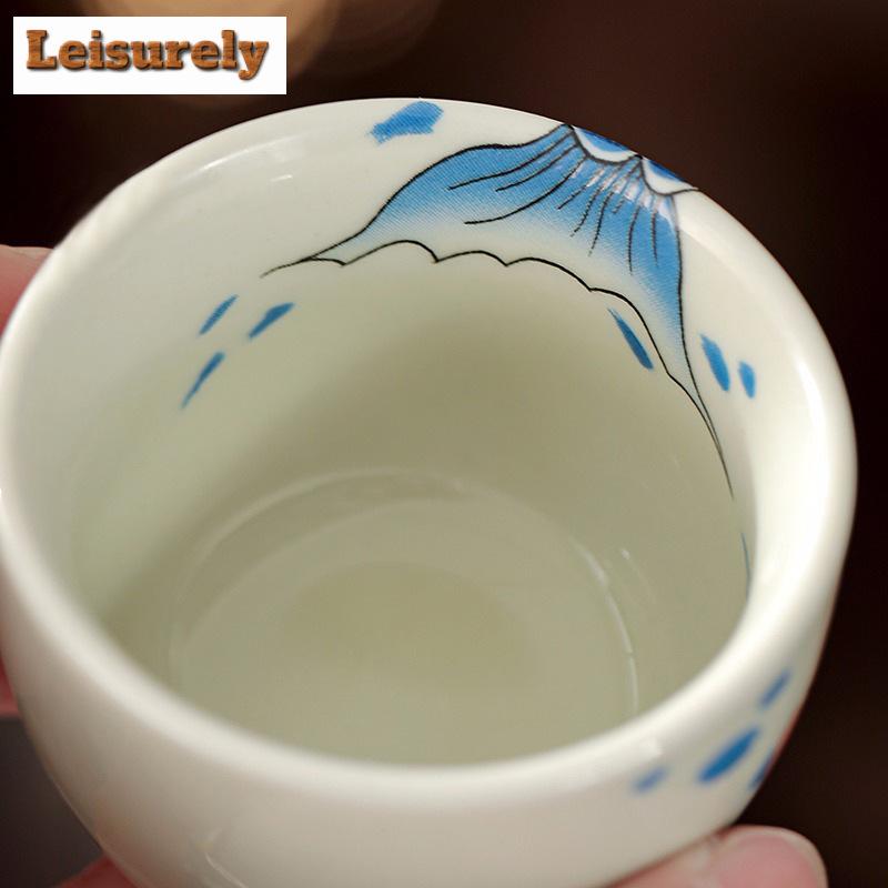 40ml Chinese Arowana Teacup Home Ceramic Master Cup Retro Tea Set Accessories Portable Beauty Meditation Cup Turkish Tea Cups