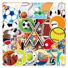 50 Mixed Sports Stickers: Baseball, Rugby, Skateboard, Water Bottle, Suitcase Decor