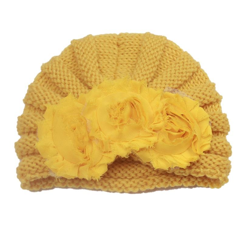 Winter new baby headgear children's flower knitted pullover cute warm baby hat