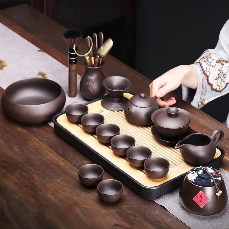 Handmade Purple Clay Teapot Tea Cup Tea Ceremony Ceramic Tea Set Kung Fu Pot Pot  Cup Chinese Beverage High Quality