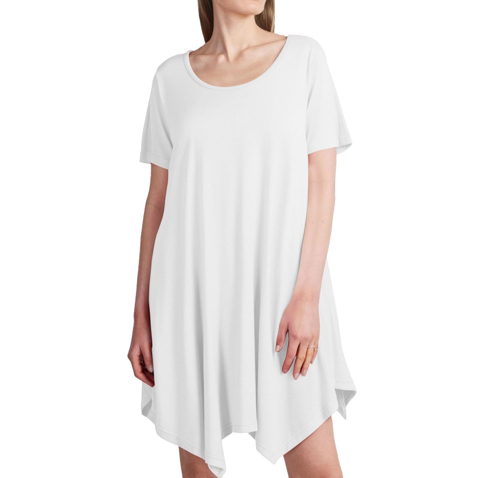 

Женское свободное повседневное платье с V-образным вырезом, однотонное, с неровным подолом, платье с неровным подолом XL белый