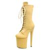 20CM Stiletto Suede Sexy Round Toe Pole Dance Boots - Platform Nightclub Model High Heels for Plus Size