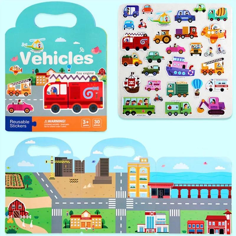 Reusable Quiet Sticker Book,Early Educational Scene Sticker Book,Enlightenment Cognitive Puzzle Book Toddlers Focus Training