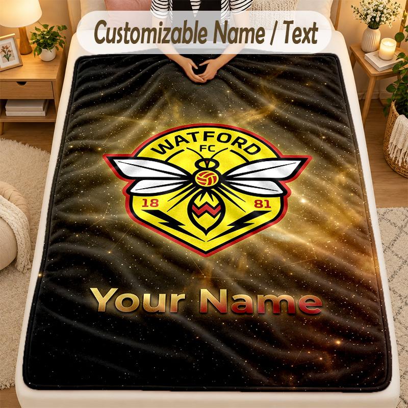 Flannel BlanketWatford FC Custom Name Text Personalized Soft Warm Throw Blanket Home Decor Gift