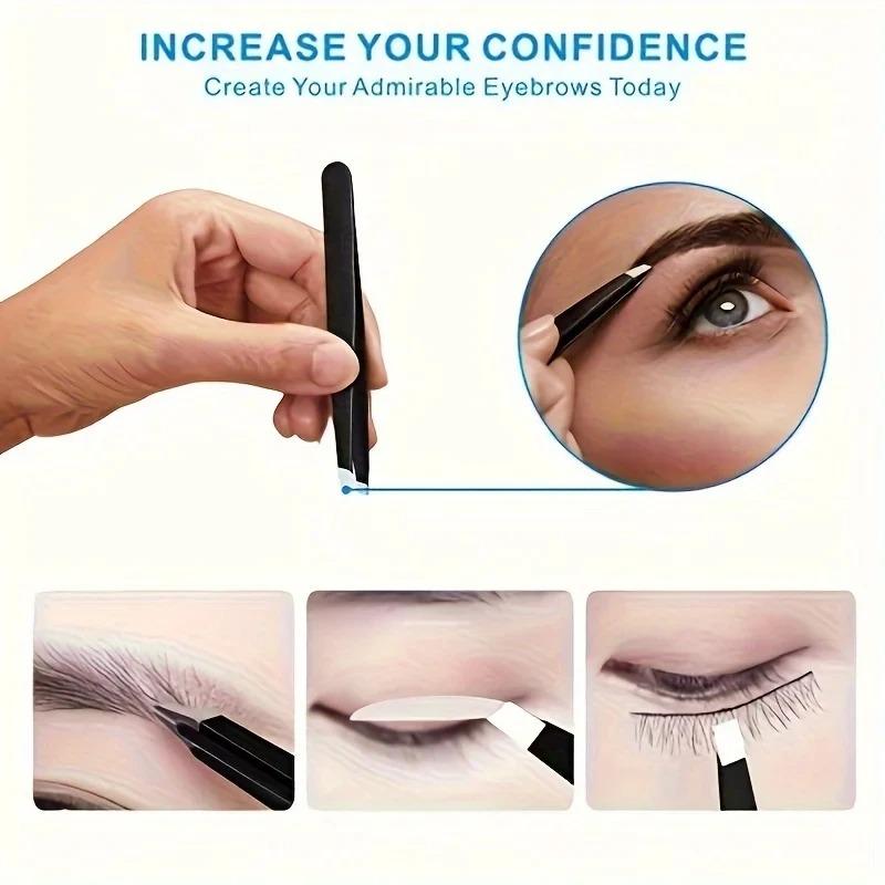 4-piece Tweezers Set Professional Stainless Steel Tweezers for Eyebrows Facial Hair Hair Removal Pliers, Makeup and Beauty Tools