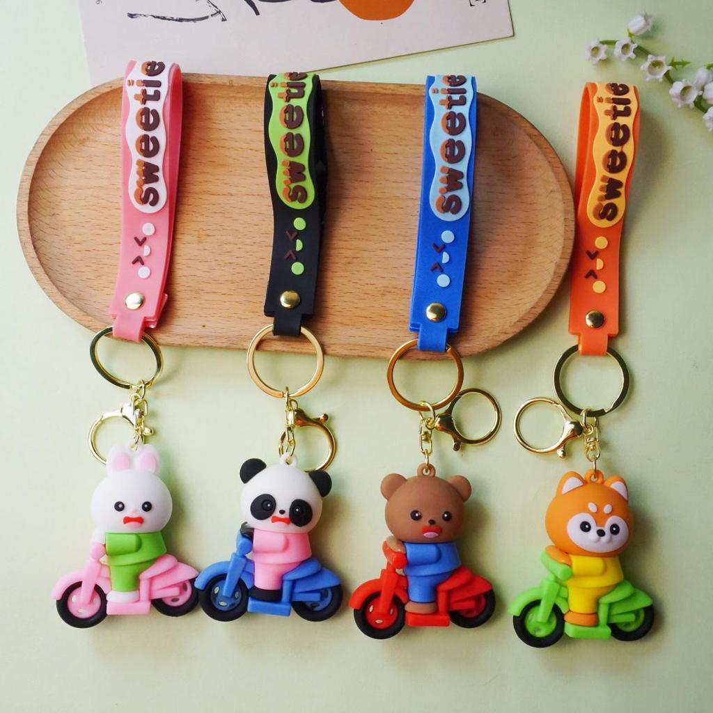 Exquisite Cartoon Locomotive Animal Keychain Pendant for Children's Backpacks