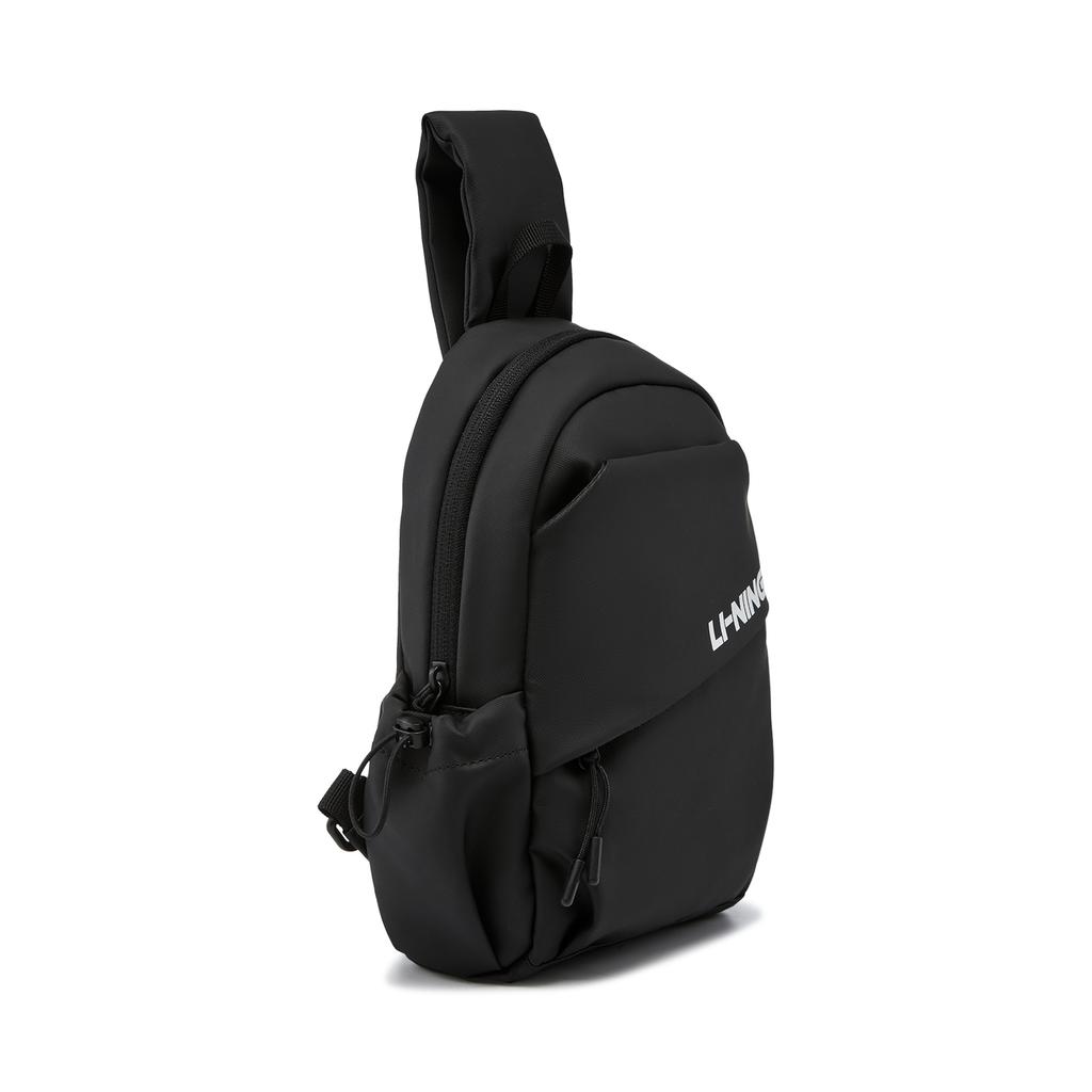 Li Ning Sports Lifestyle Series Removable Shoulder Strap Color Block Logo Accent Polyester Chest Bag Unisex Chest Bag Black ABDU167-4