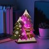 LED Lighted Xmas Tree Wooden Christmas Table Decor with Light, Rustic Standing Sign Holiday Decoration Reindeer Santa Claus for Tiered Tray,