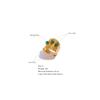 Yhpup Green Natural Stone Stainless Steel 18k Gold Plated Metal Fashion Wide Ring Charm Texture Waterproof Jewelry for Women