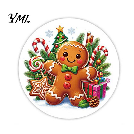 Snowman Gingerbread Man Decals Christmas Round Stickers, Santa Claus And Patterns Print, Baking Packaging Seal Self Adhesive Holiday Envelope