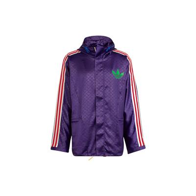 Giacca a vento Originals Trefoil con stampa logo e cappuccio con coulisse da uomo viola IB3441