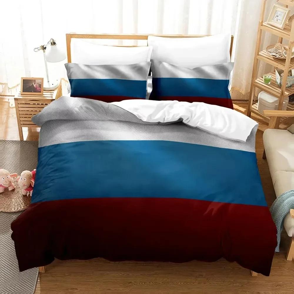 New 3D Print Russian Flag Comfortable Duvet Quilt Cover Pillowcase Bedding Set Children Bedroom Decoration Home Textile