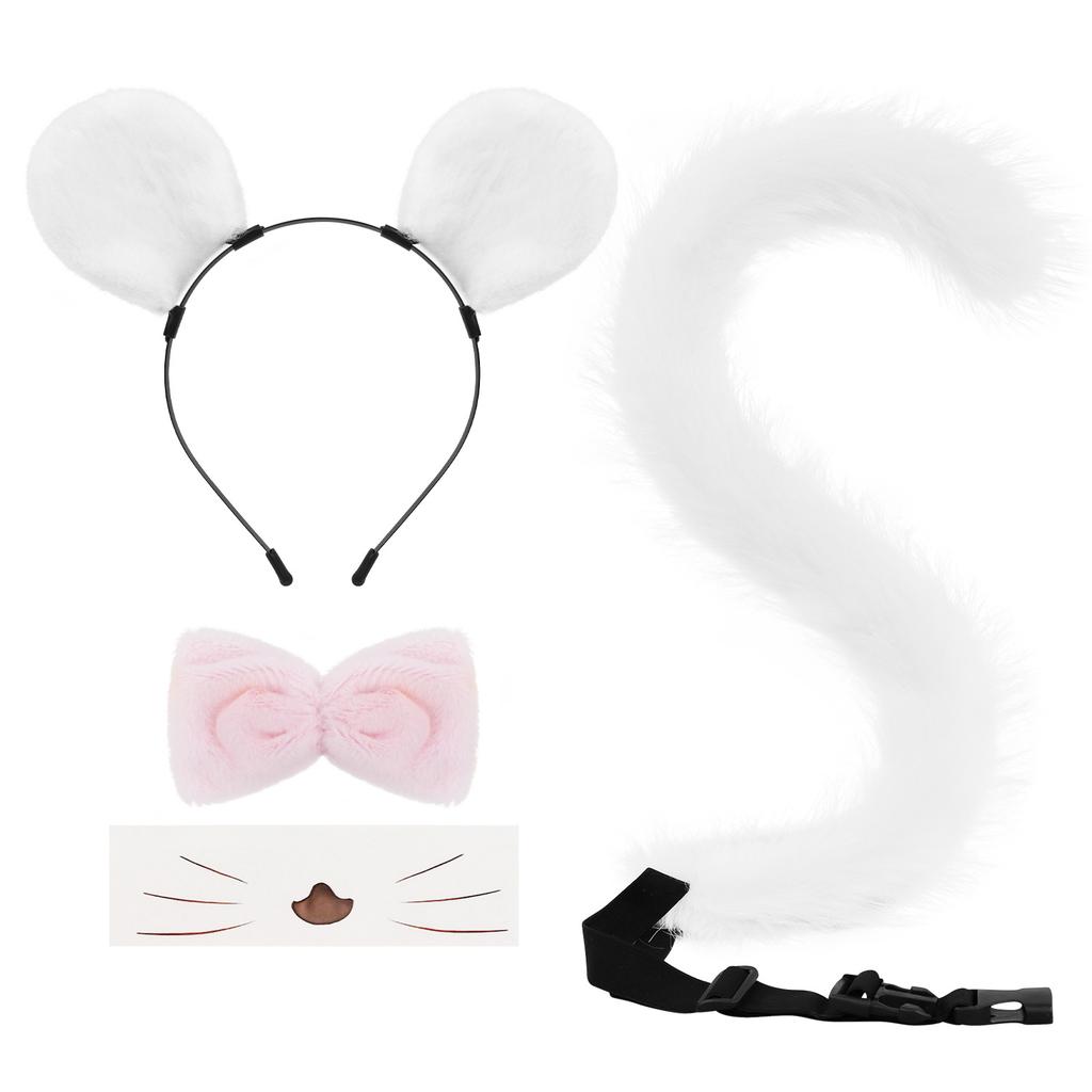 Halloween handmade plush simulated mouse ears cos animal ears and tail set cute animal ears headband headdress