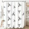 Luxury Bath Shower Curtain Set Waterproof Fabric with Dragonfly Print for Bathroom Decoration Decor White Black Blue Color Optio