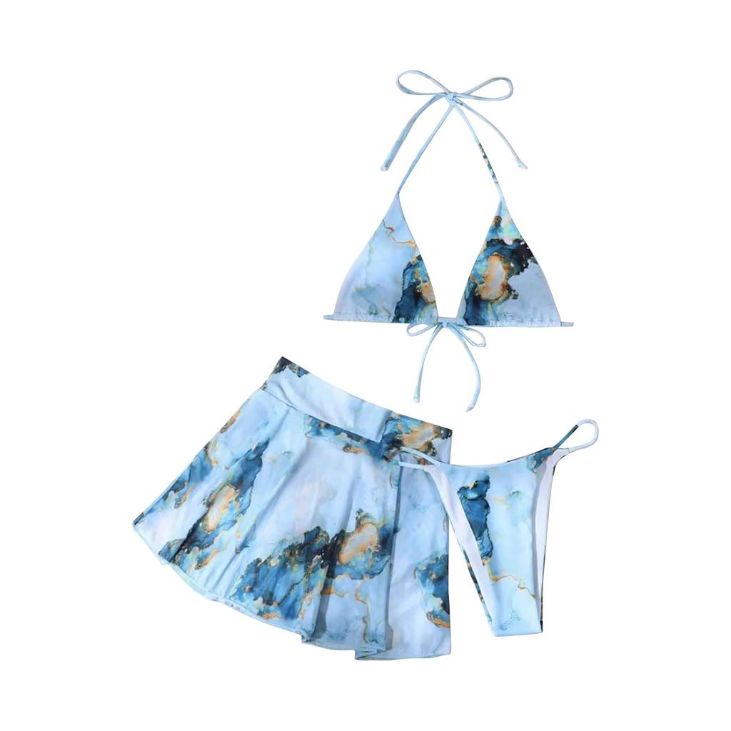 Costume da bagno da donna con stampa tie-dye, reggiseno push-up imbottito sexy da spiaggia, costume da bagno