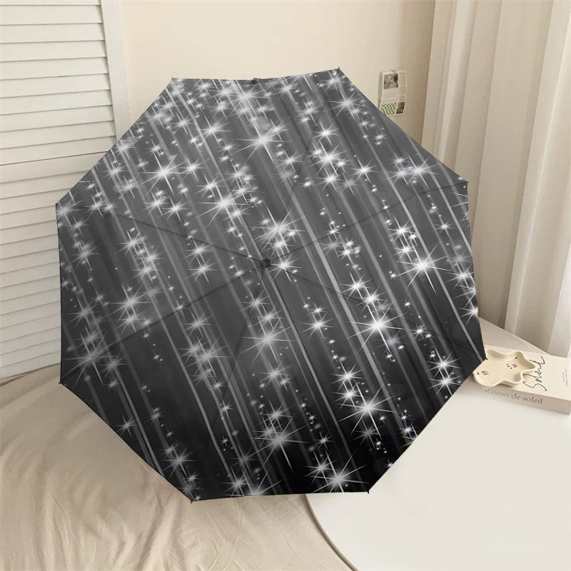 

1PC sparkle starry Umbrella-8-Rib Reinforced, Automatic Open, Lightweight & Durable, Cute Fashion Accessory for Outdoor, Beach or Casual Use, Beach Um