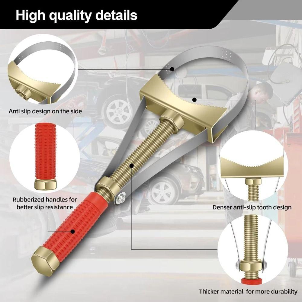 Heavy Car Oil Filter Wrench Adjustable Strap Anti-slip Oil Filter Removal Wrench Effortless High Torque Oil Filter Removal Tool