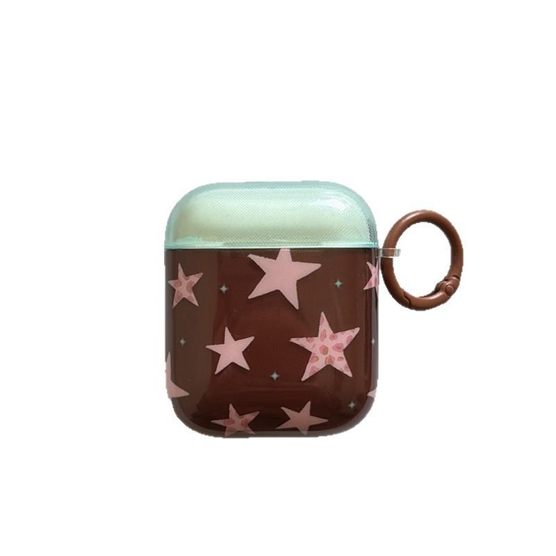 ins transparent brown pink star AirPods 1 generation earphone case for AirpodsPro1 generation Bluetooth headset