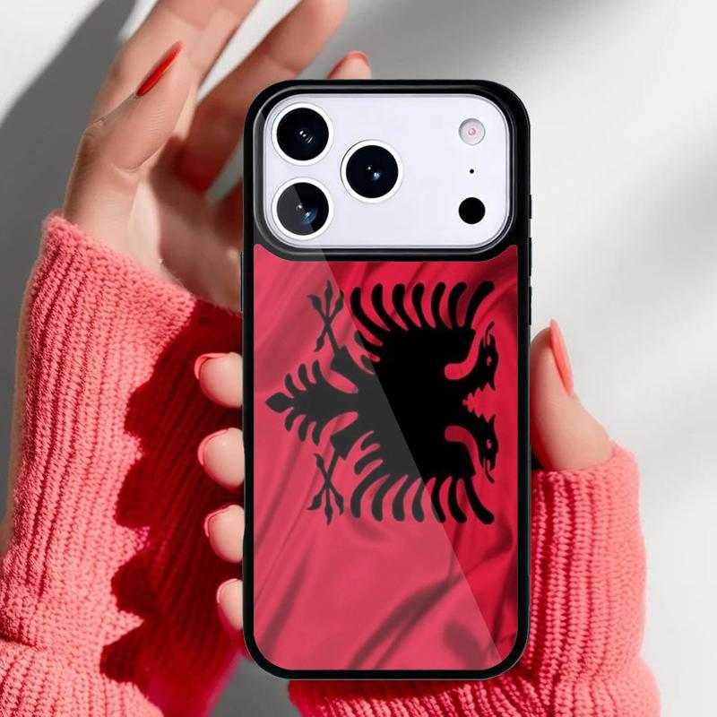 Albanian Flag Eagle Banner Phone Case for iPhone 17 16 15 14 13 Pro Max Back Cover for 12 11 Pro Coque