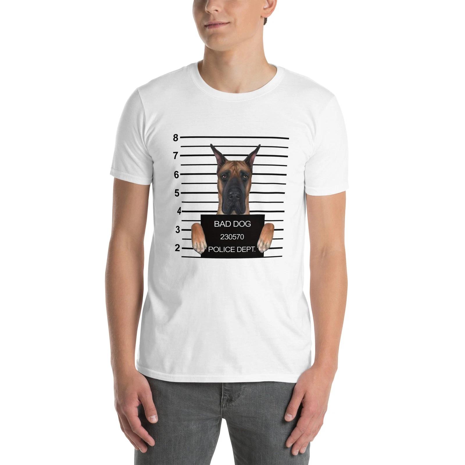 Funny Beautiful Bad Dog Mugshot ( Cute Great Dane) Dog Lover Unisex T-Shirt 2XL