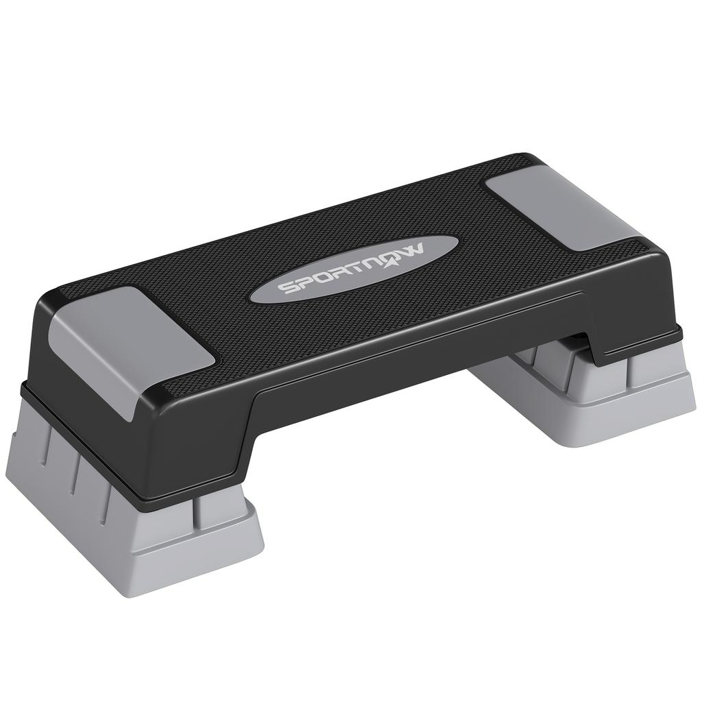 Aerobic Fitness Stepper, 3-Level, Adjustable Height 12/17.5/22.5 cm, Non-Slip, 250 kg Load, Gray