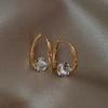 French Shiny Luxury Zircon Metal Earrings Korean Fashion Jewelry Halloween Girl's Design Sense Unusual Accessory for Woman 