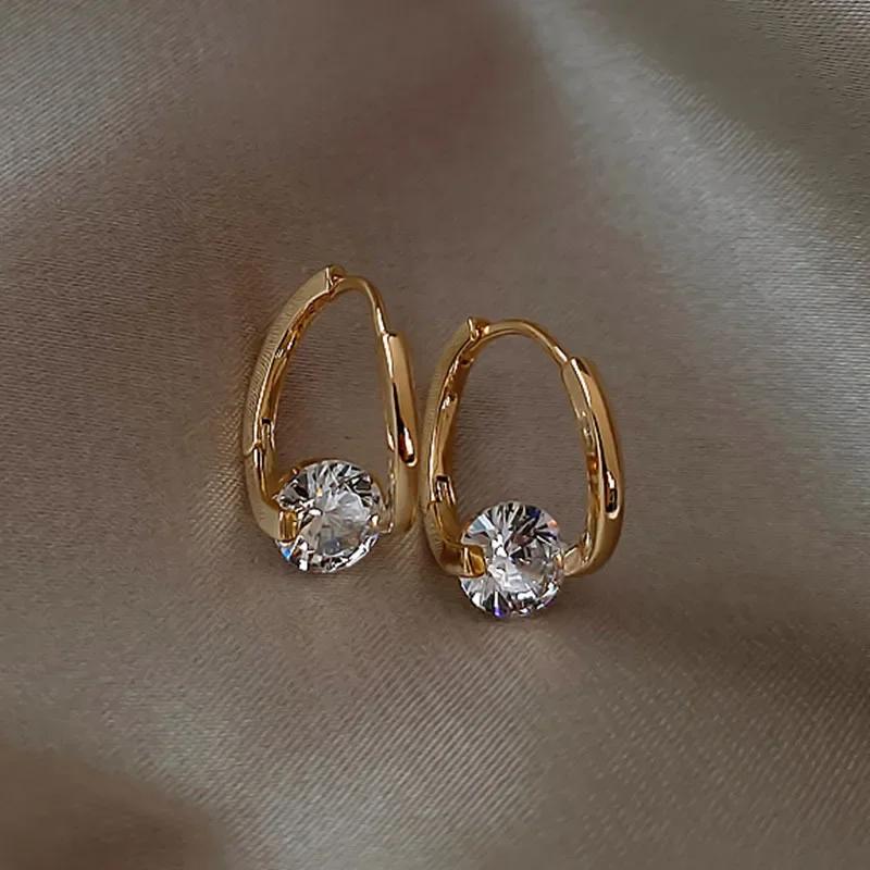 French Shiny Luxury Zircon Metal Earrings Korean Fashion Jewelry Halloween Girl's Design Sense Unusual Accessory for Woman