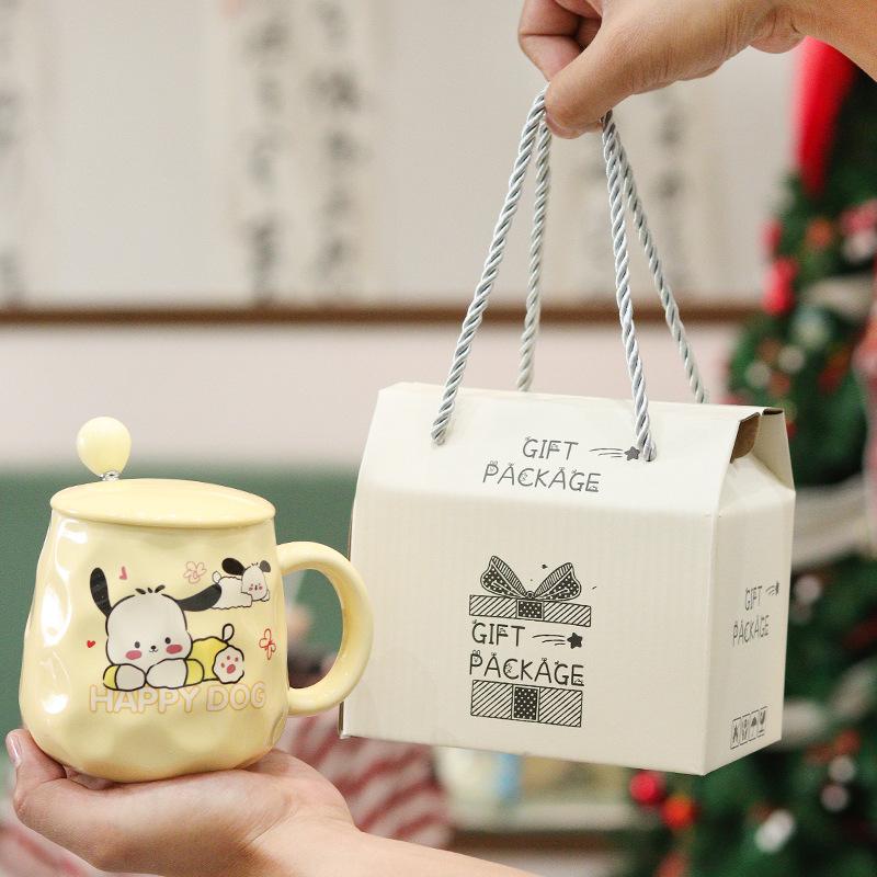 Cute Puppy Mug Gift Box Home Water Cup High-value Large Capacity Ceramic Cup with Cover Spoon