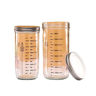 45oz Transparent Mason Jar with Lid and Scale - Empty Food Packaging Bottle