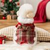 Christmas Themed Dog Clothes Winter Warm Plaid Reindeer Dog Cape with Leash Ring Pet Clothing for Small Dogs Bichon Frise Poodle