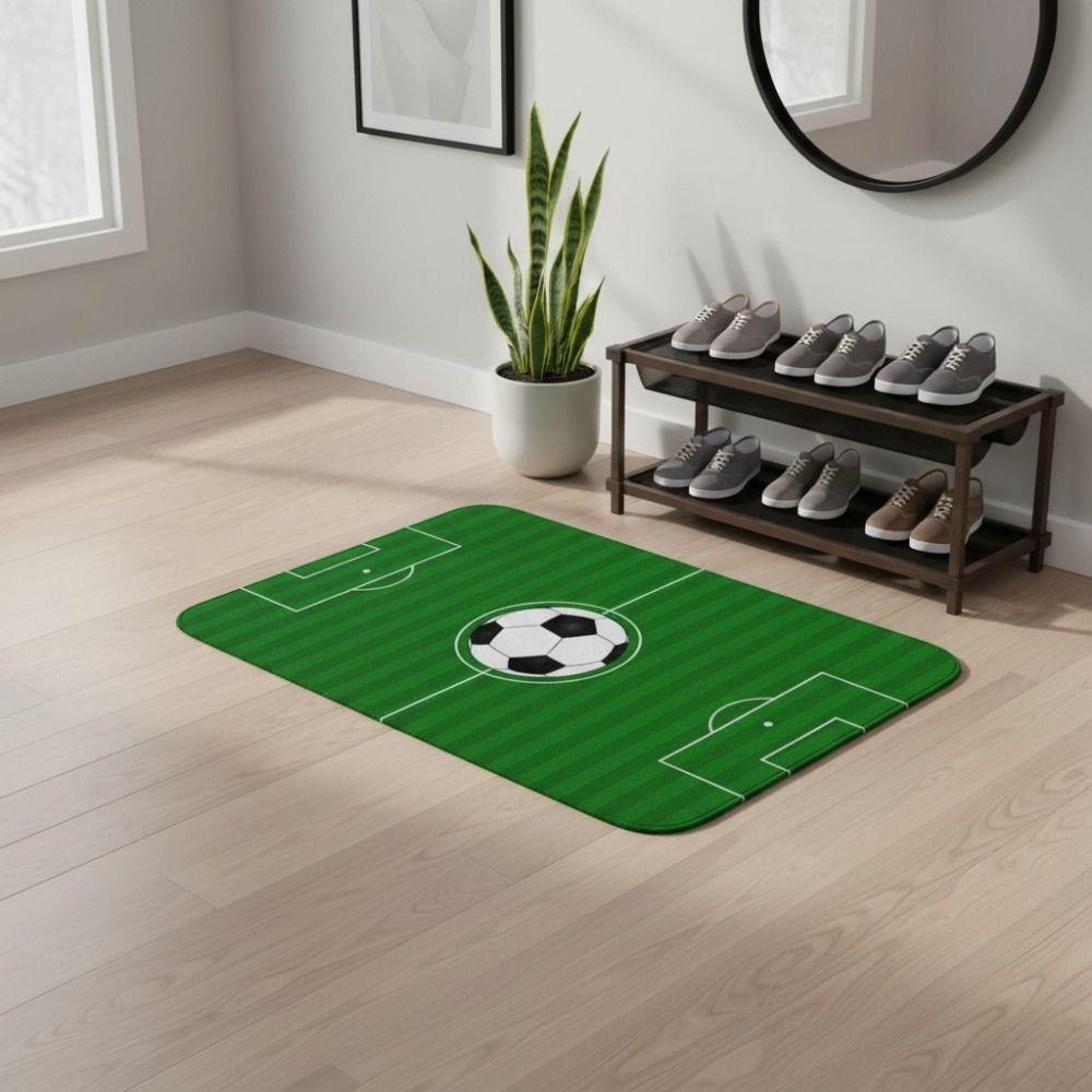 Green Football Court Pattern Doormat Non-slip Small Rug Home Decor Bath Mat Bathroom