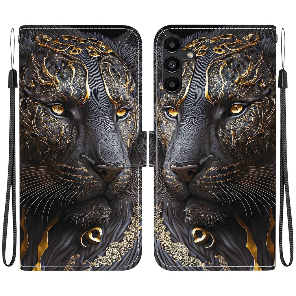 Handmade PU Leather Flip Case for Samsung Galaxy A13 5G (SM-A136U/A136W/A136B)- Anti-Slip Shockproof Cover with Wrist Strap & Heart/Rose Cat Designs