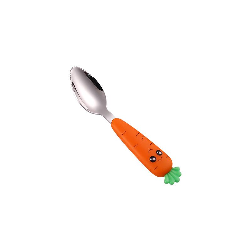 1PC/1set carrot set children's tableware stainless steel spoon and fork cutlery with box baby feeding kitchen tableware supplies