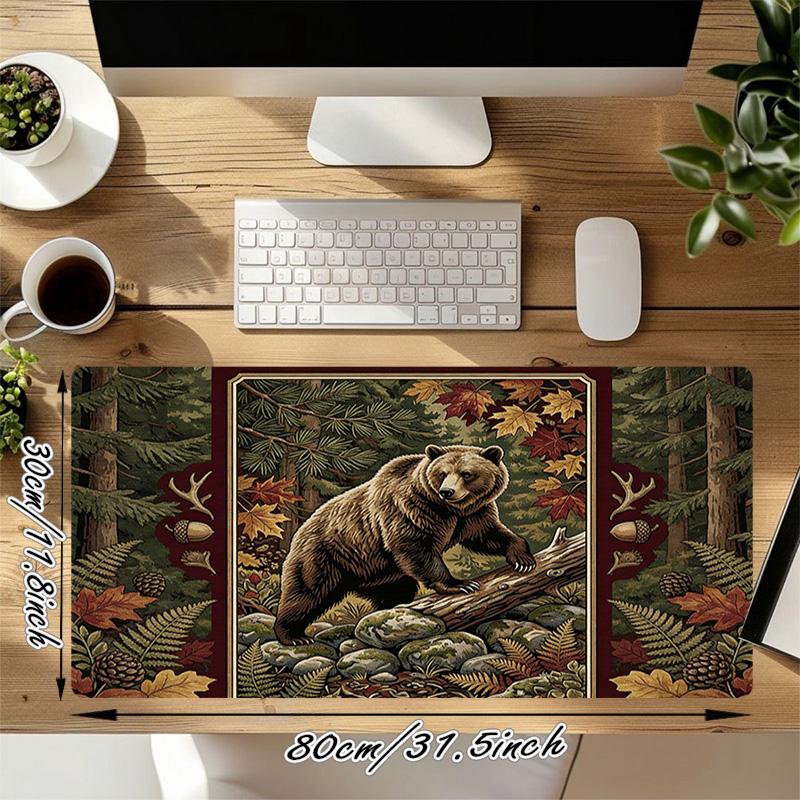 Bear Forest Xl Gaming Mouse Pad Nonslip Rubber Base Stitched Edge Waterproof Desk Mat For Pc Laptop Gamer Office Computer Accessories C92792