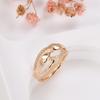 Trend  Rose Gold Color Wave Rings For Women Geometric Hollow Natural Zircon Ring Daily Easy Matching Fine Jewelry