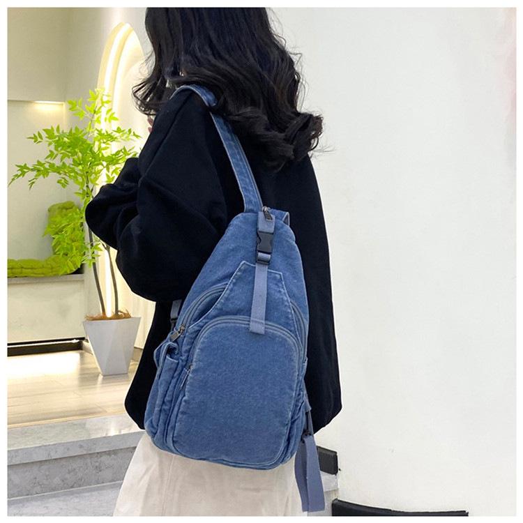2025 Damers Mångsidiga Canvasväska: Dubbel axel-, bröst- eller crossbody-ryggsäck