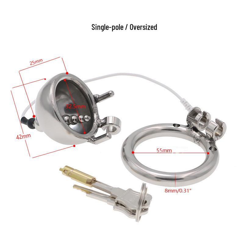 Chaqiu Stainless Steel Monopolar Chastity Cage with Electric Shock Function