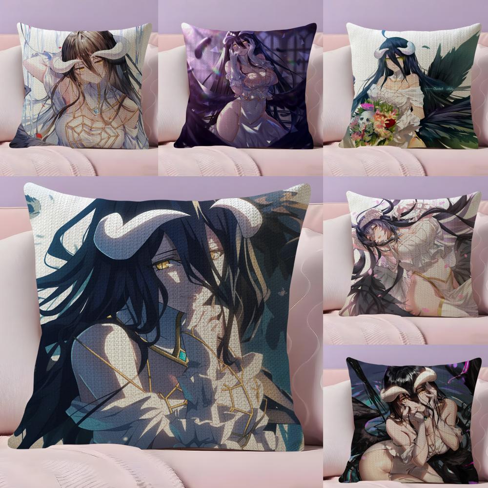 Anime OOVERLORD Albedo Cushion Cover Natural Linen Pillow Case DoubleSided Print Decorative Sofa Pillowcase Home Decor Gift