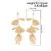 Boho Vintage Big Flower Petal Long Tassel Drop Earrings for Women 2025 Trend Gold Color Hanging Piercing Earrings Wed Jewelry