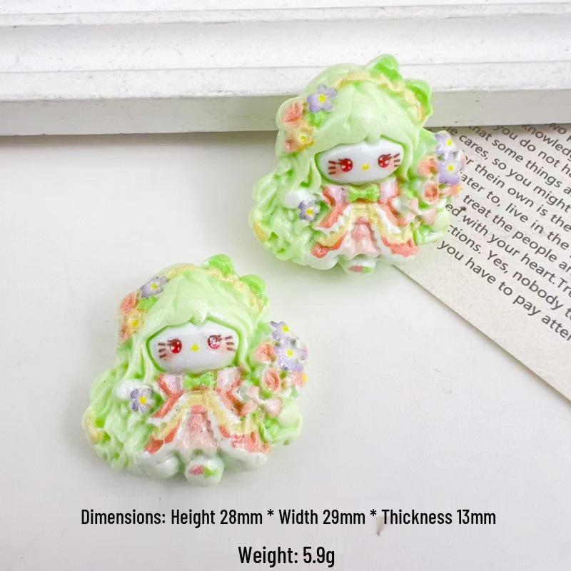 Cartoon Flower Fairy Resin Accessories: DIY Hair Clip & Keychain Trendy Ornament