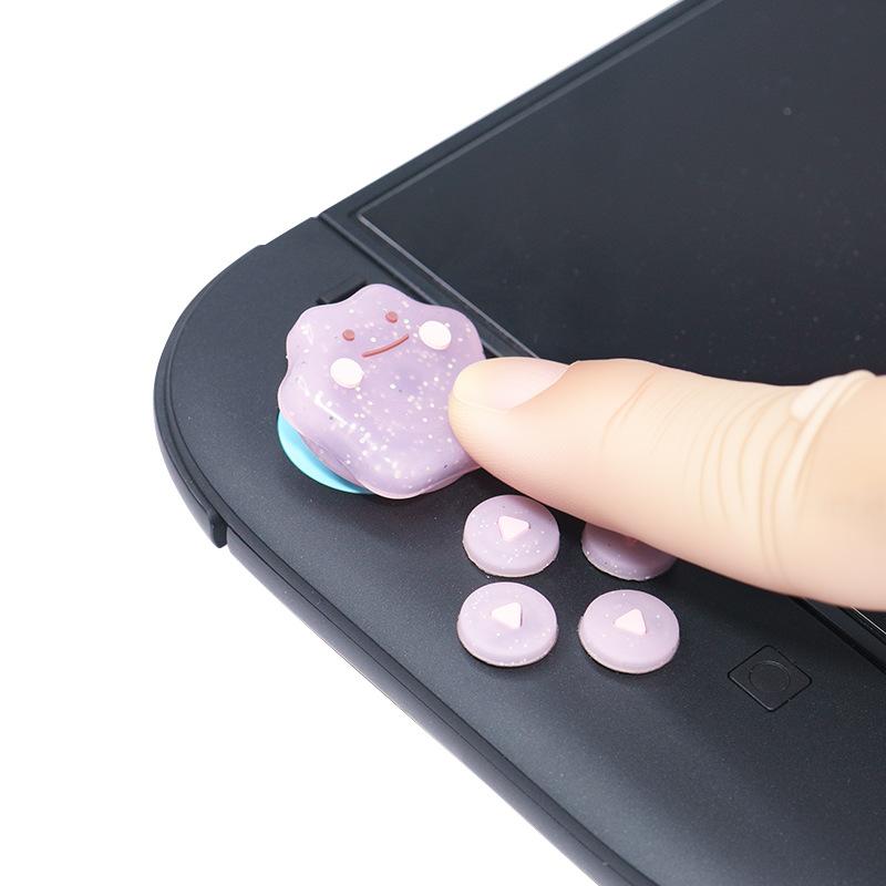 Cute Bling Silicone Soft D-pad Button ABXY Key Sticker Skin Case For Switch 2/NS Oled Joy-con Thumb Stick Grip Cap Cover