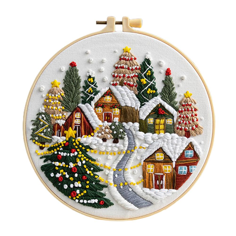1/2Pcs Christmas Embroidery Kit DIY Cross Stitch with Needle Merry Christmas Ornaments Needlework Handmade for Home Decor Gifts