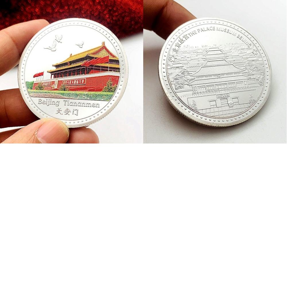 

Beijing tourist attraction coin, Tiananmen Square, gold-plated commemorative medal, play with creative gold coins, coin 45mm, commemorative coin