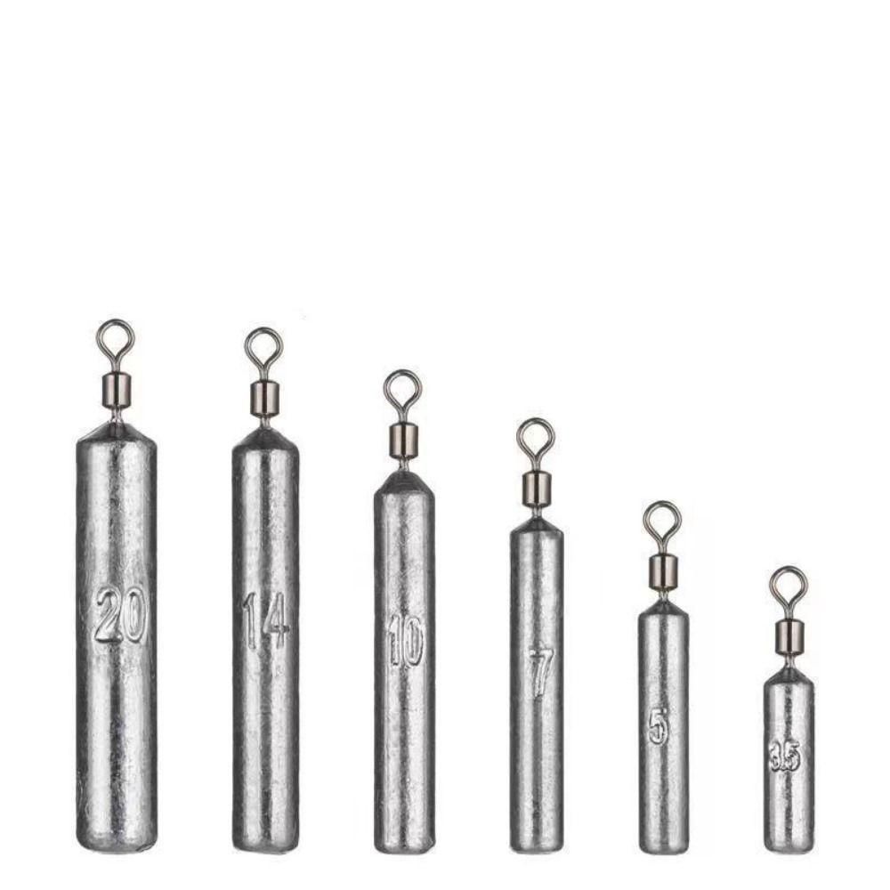 10pcs/set Cylindrical Shape Fishing Baits Sinker Hook Bait Accessories Fishing Weights Sinkers 3.5g-20g with Connector