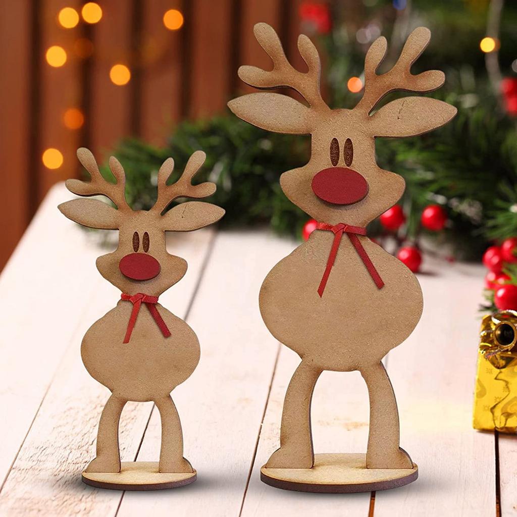 Reindeer Freestanding Place Card Wooden Xmas Dinner Table Name Card Holder for Holiday Party Decoration