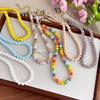 Colorful Beaded Choker Pearlescent Round Bead Necklace Boho Beaded Necklace Jewelry for Women Holiday Summer Beach Vacation