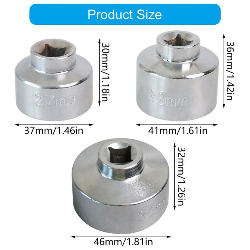 27/32/36mm Ölfilterschlüssel Leichtgewichtiger Ölfilterschlüssel 3/8 Zoll Antrieb Stahl-Schlüsselstecknuss