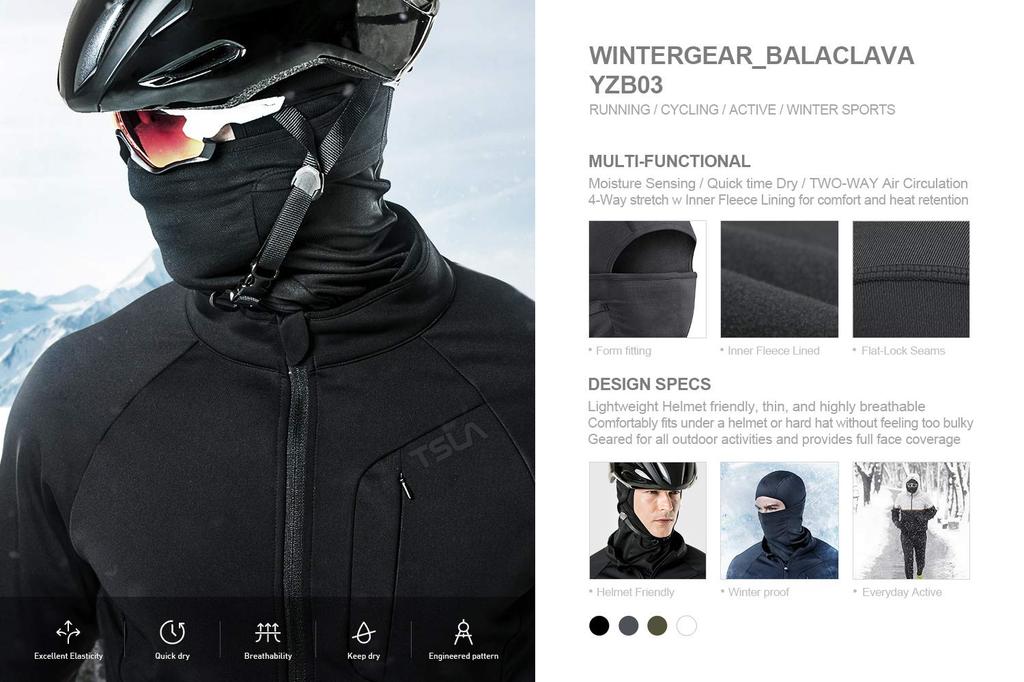 Tesla Balaclava Neck Warmer, Fleece-Lined, Windproof, Thermal, Breathable, Stretchy, Warm, Face Mask for Motorcycle, Cycling, Skiing, Snowboarding,